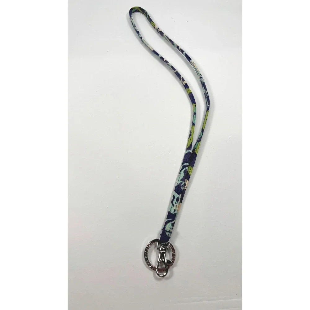 Vera Bradley Womens Wristlet Navy Green Floral Paisley Quilted Cotton Keychain